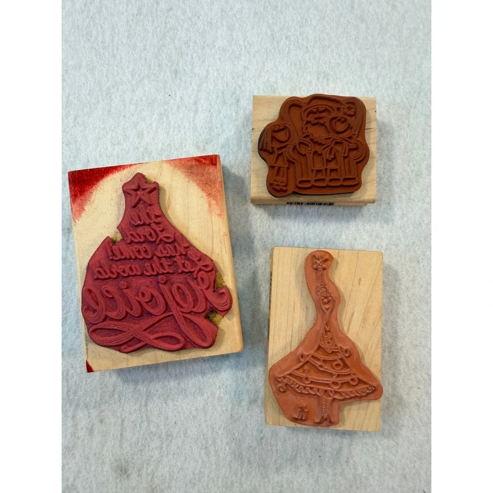 Huge Christmas Stamp Lot Stampin Up Inkadinkado Paper Studio Wood Clear Rubber